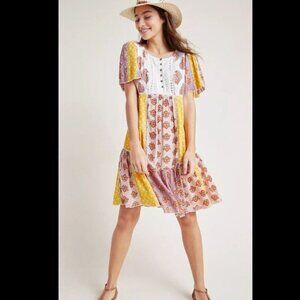 Anthropologie X Maeve Melody Patchwork Boho Dress Size 2